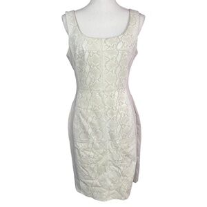 Leather snake print dress L Bailey 44 Elegant Cream Sleeveless beige snakeskin